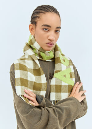 Acne Studios Narrow Check Logo Scarf Green acn0258021