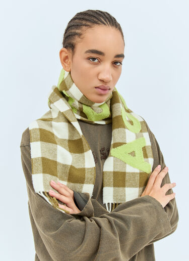 Acne Studios Narrow Check Logo Scarf Green acn0258021