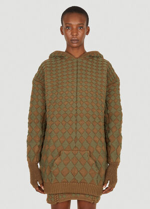 Isa Boulder Illusion Quilted Hooded Sweatshirt Khaki isa0250003