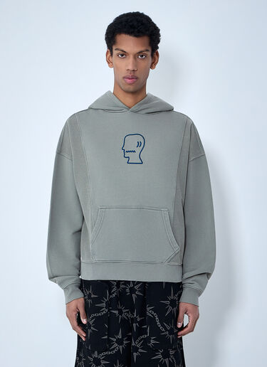 Brain Dead Graphic Motif Hooded Sweatshirt Olive bra0162005