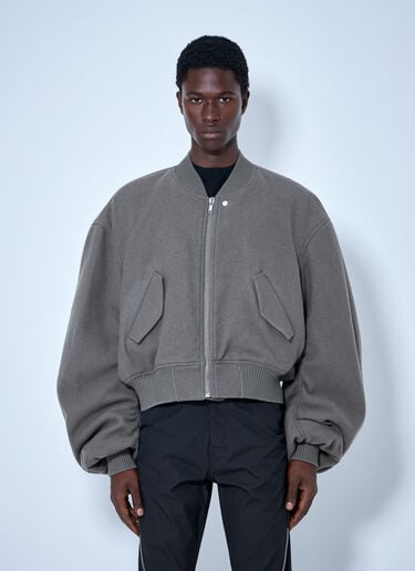 LN-CC® - Rick Owens: Zip-Up Bomber Jacket - Grey Rick Owens Zip-Up Bomber Jacket Grey ric0165047
