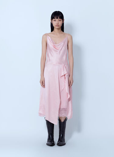 LN-CC® - Acne Studios: Shiny Satin Midi Slip Dress - Pink Acne Studios Shiny Satin Midi Slip Dress Pink acn0265060