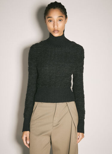 MM6 Maison Margiela Cropped Turtleneck Sweater Grey mmm0257005