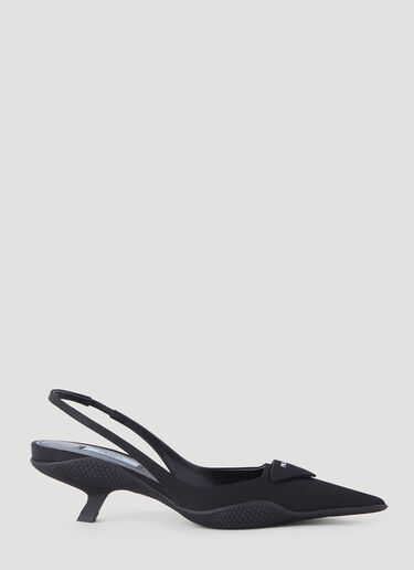 Prada Recycled-Nylon Slingback Heels Black pra0245082