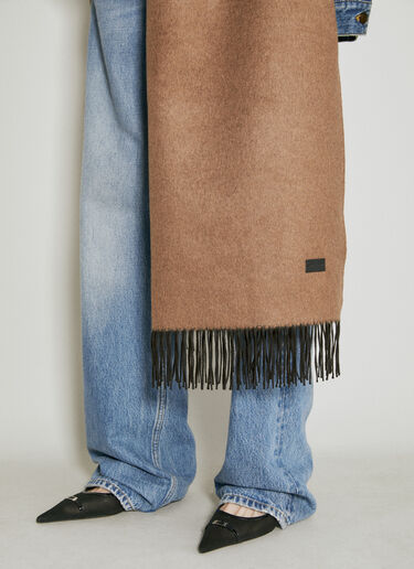 Extra Large Scarf With Logo Plaque Saint Laurent Extra Large Scarf With Logo Plaque Brown sla0254063