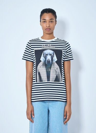 LN-CC® - Max Mara: Striped Graphic T-Shirt - Navy Max Mara Striped Graphic T-Shirt Navy max0265011