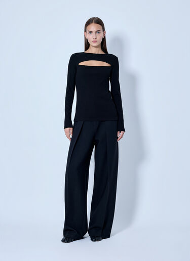 LN-CC® - Yohji Yamamoto: C/ Rib Slit Chest Long Sleeve T-Shirt - Black Yohji Yamamoto C/ Rib Slit Chest Long Sleeve T-Shirt Black yoy0263005