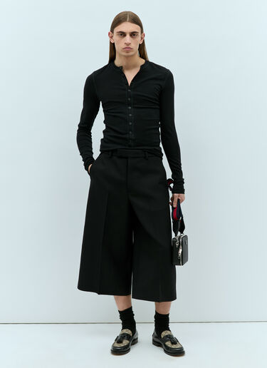 Gucci Wool Silk Cropped Pants Black guc0155039