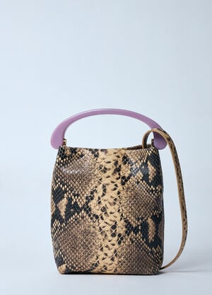 Dries Van Noten 무광택 스네이크스킨 프린트 가죽 핸드백 베이지 dvn0259006