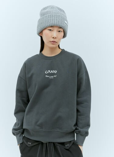 Logo Patch Beanie Hat GANNI Logo Patch Beanie Hat Grey gan0255069
