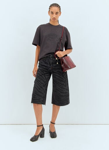 Ganni Bou Croc Embossed Bucket Bag Burgundy gan0258066