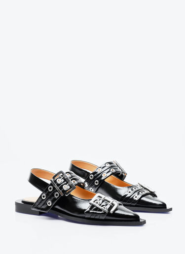 GANNI Feminine Buckle Ballerina Flats Black gan0257045