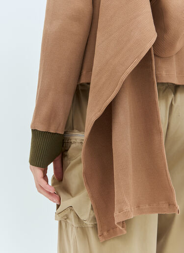 Charlie Constantinou Panelled Waffle Top With Scarf Brown cco0158003