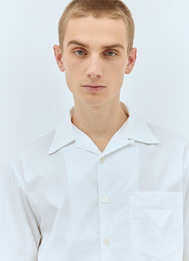 Prada Striped Short-Sleeve Shirt White pra0160004