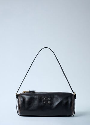 Miu Miu Leather Logo Motif Shoulder Bag Brown miu0262003
