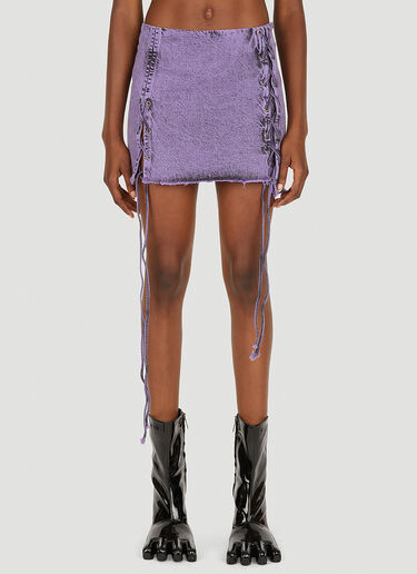 AVAVAV Lattice Front Denim Mini Skirt Purple ava0250015