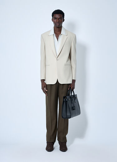 Saint Laurent Yves Single-Breasted Blazer Beige sla0159035
