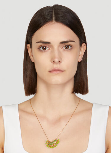 Bottega Veneta Embellished Pendant Necklace Gold bov0248079