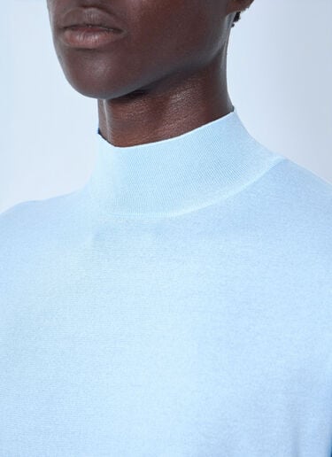 Prada Ribbed Turtleneck T-Shirt Blue pra0165002