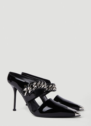 Alexander McQueen 朋克链条高跟穆勒鞋 黑色 amq0250055