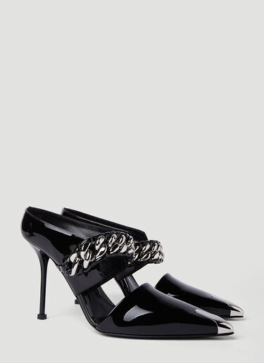 Alexander McQueen Punk Chain High Heel Mules Black amq0250055