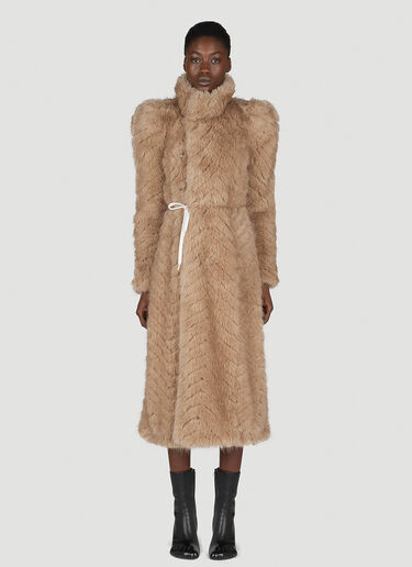 Balenciaga Round Shoulder Quilted Faux-Fux Coat Camel bal0254010