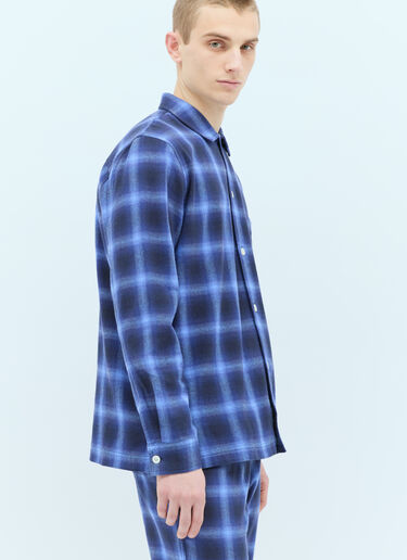 Tekla Plaid Pyjama Shirt Blue tek0355008