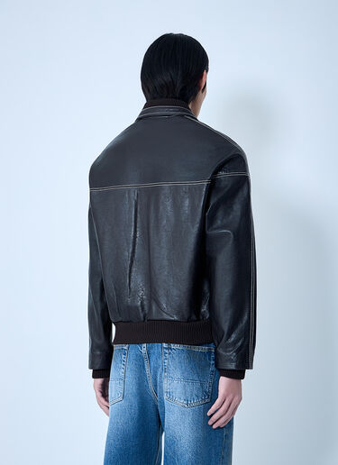 Wales Bonner Leather Button-Up Jacket Dark Brown wbn0164008