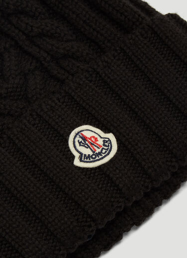 Moncler Cable-Knit Beanie Hat Black mon0238013