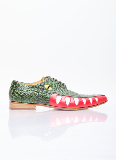 Walter Van Beirendonck クロコダイル レースアップシューズ グリーン wlt0156040