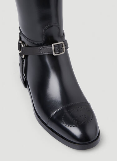 Gucci Zelda Harness Knee High Riding Boots Black guc0247103