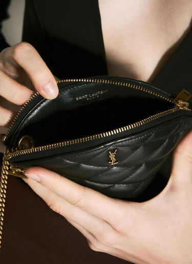 Saint Laurent Sade Triangle Coin Purse Black sla0257110