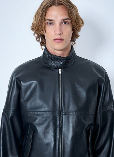 Bottega Veneta Intrecciato Leather Blouson Jacket Black bov0164017