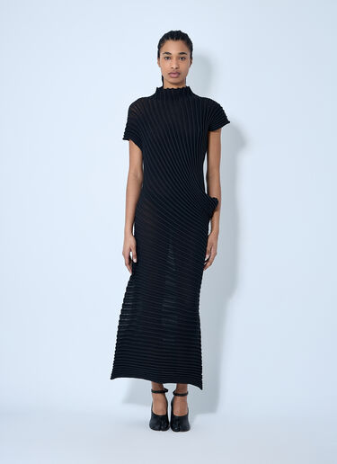 Issey Miyake ストリームニットドレス  ブラック ism0260002
