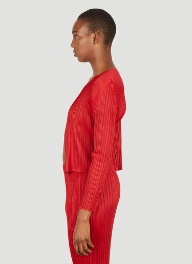 Pleats Please Issey Miyake Plissé Open Cardigan Red plp0251008