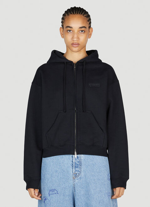 VETEMENTS ロゴ刺繡 フード付きスウェットシャツ ブラック vet0254010