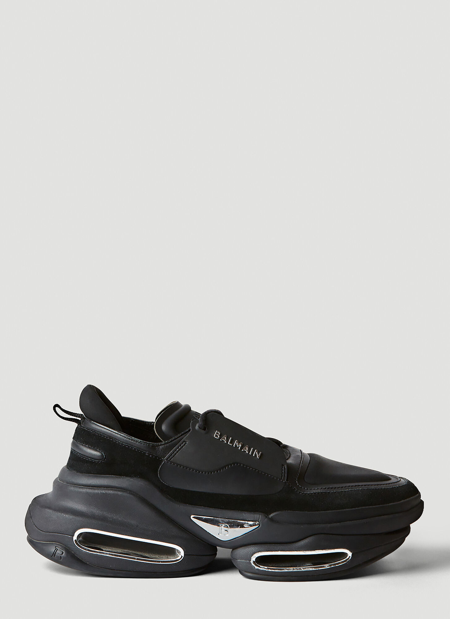 Balmain B-bold Leather Sneakers In Black