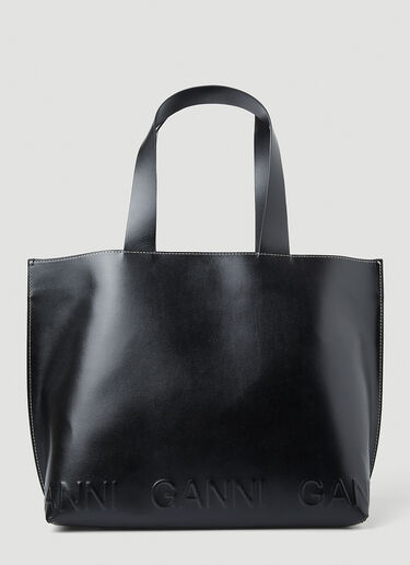 GANNI Banner Shopper Tote Bag Black gan0248042