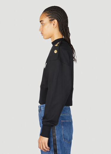 Balmain Logo Print Cropped Sweatshirt Black bln0253024