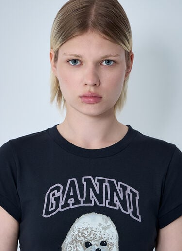 GANNI Logo Motif T-Shirt Dark Grey gan0261003