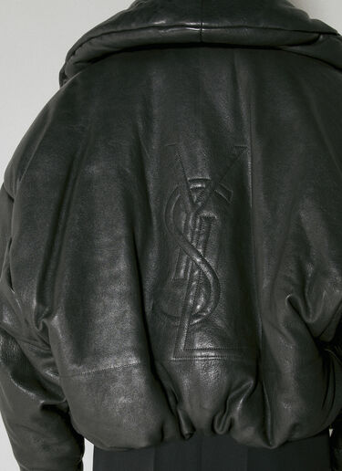 Cropped Leather Padded Jacket Saint Laurent Cropped Leather Padded Jacket Black sla0253016