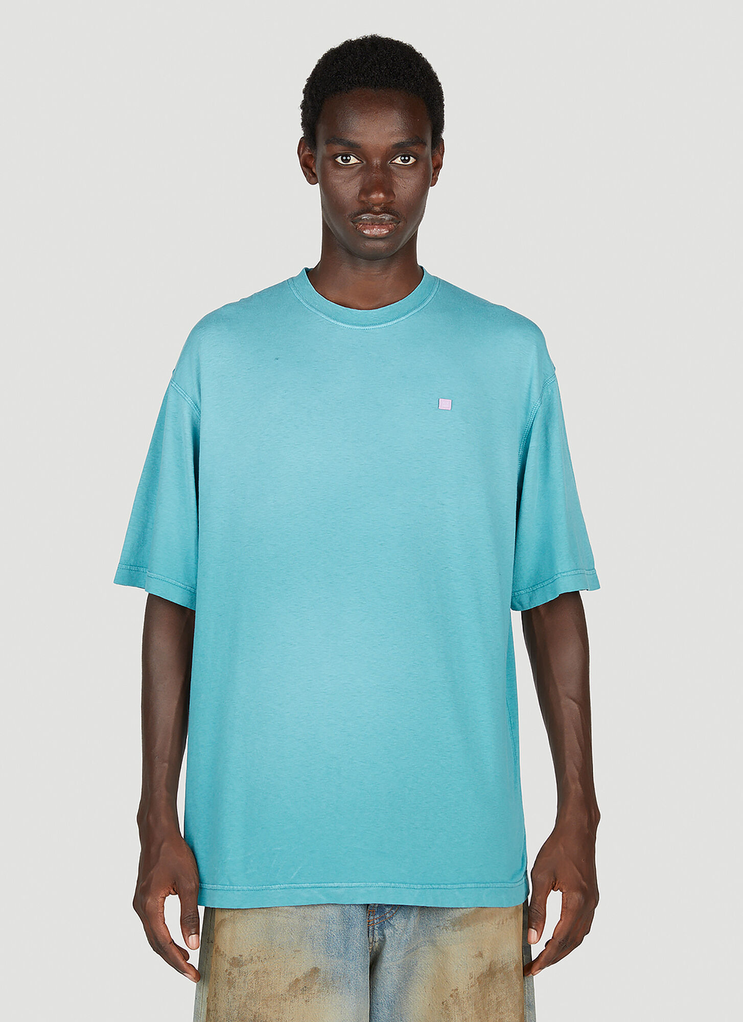 Shop Acne Studios Face Patch Short Sleeve T-shirt In Green