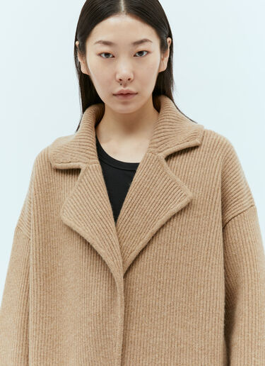 TOTEME Rib-Knit Cardi Coat Beige tot0255028