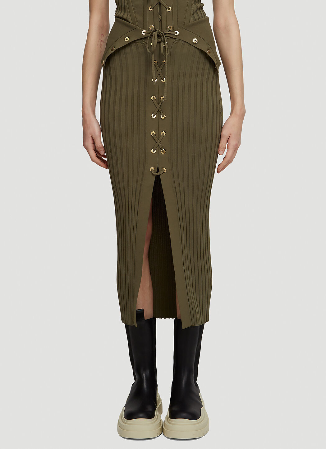Khaki eyelet skirt new arrivals