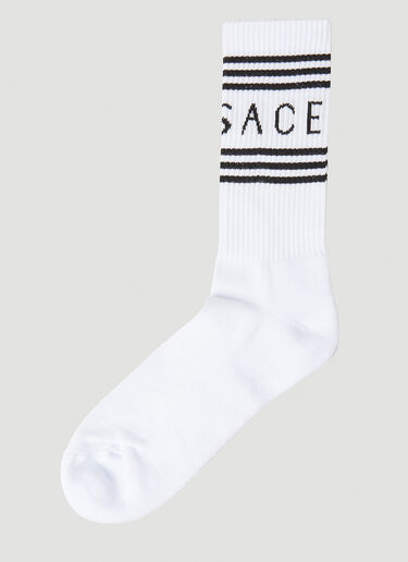 Versace 90s Vintage Logo Sports Socks White vrs0249065