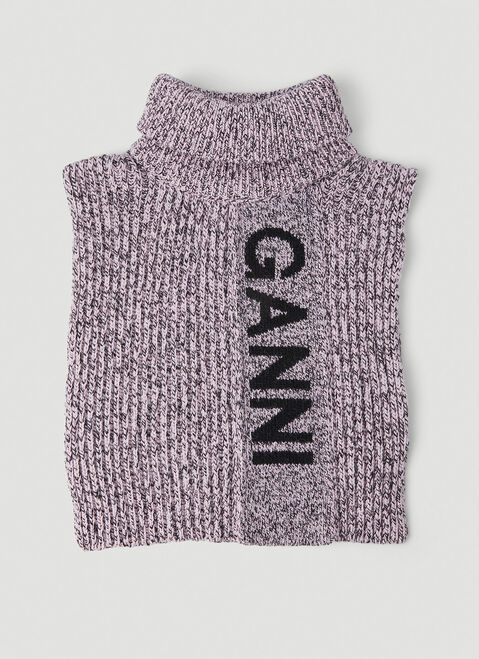 GANNI Knit Logo Bib Pink gan0251071