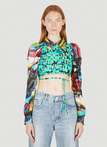 Woman crop top with halter fastening