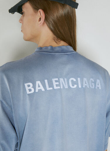 Balenciaga 로고 자수 티셔츠 블루 bal0154018