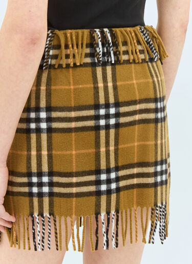 Burberry Check Wool And Cashmere Scarf Skirt Brown bur0258002