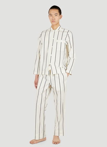 Tekla Striped Drawstring Pyjama Pants Beige tek0351024